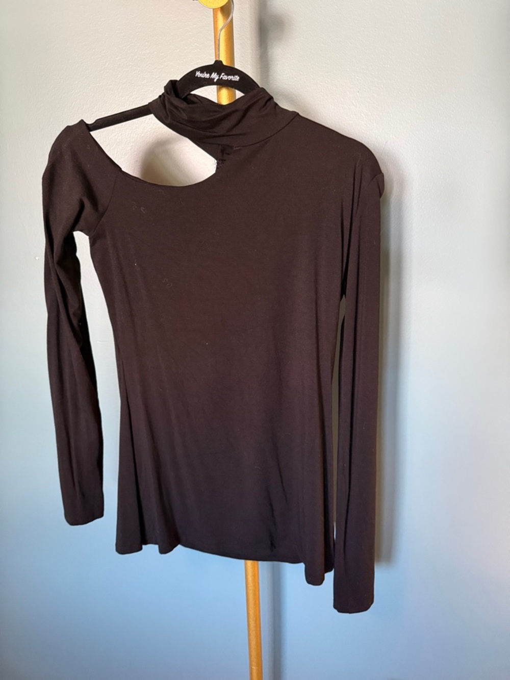Marcella NYC Black Asymmetrical Cutout Long-Sleeve Top